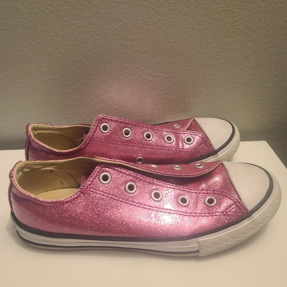 Converse All Star Kids Pink Glittery Sneakers - Picture 5 of 9